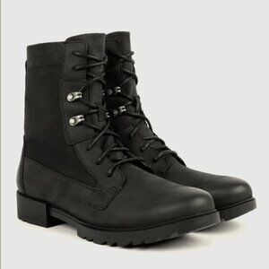 Sorel Emelie II Lace Black Leather Tall Ankle Boots
